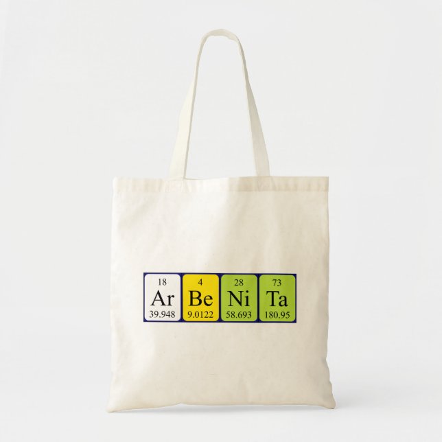 Arbenita periodic table name tote bag (Front)