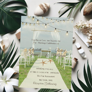 Arbor Beach Wedding Sea stars String Lights Invitation