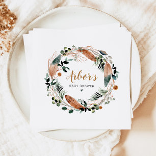 ARBOR Bohemian Feather Greenery Wreath Boho Napkins