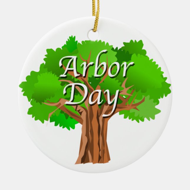 Arbor Day Tree Holiday Ceramic Ornament (Front)