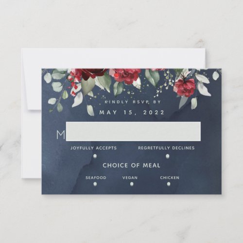 Arbor Of Roses Wedding 3 Meal Choice RSVP Card