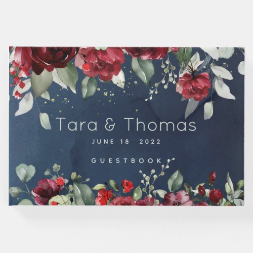 Arbor Of Roses Wedding Navy Blue Guest Book