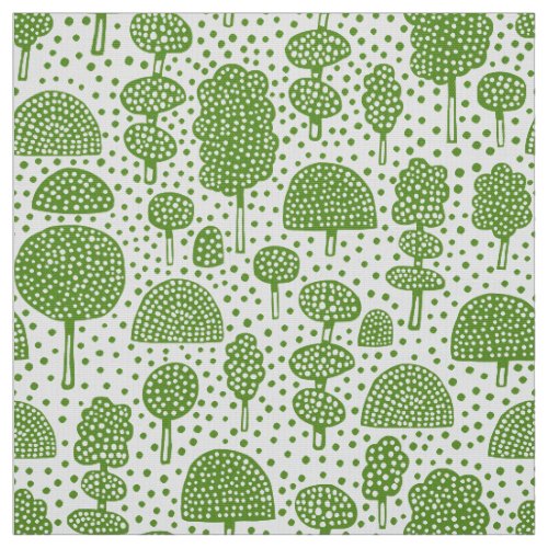 Arboretum 230715 _ Avocado Green on White Fabric