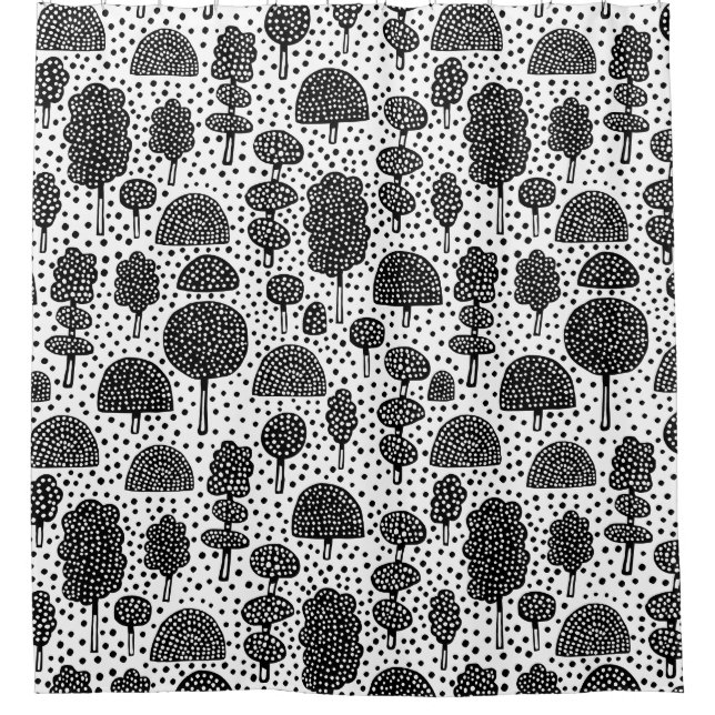 Arboretum 230715 - Black on White Shower Curtain (Front)