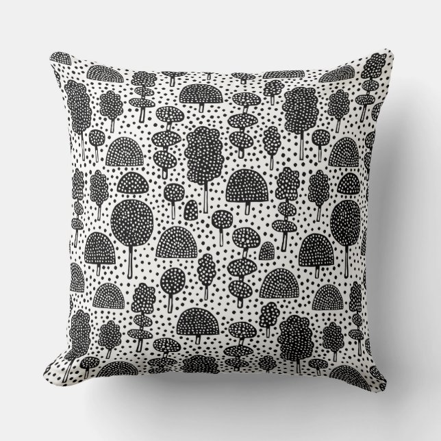 Arboretum 230715 - Black on White Throw Pillow (Front)