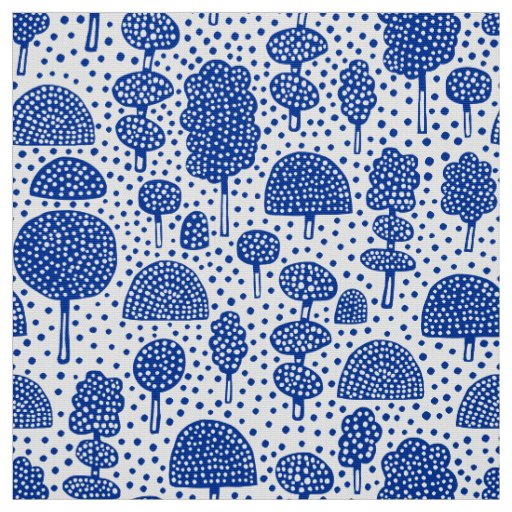 Arboretum 230715 - Navy Blue on White Fabric