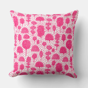 Arboretum 230715 - Neon Red on White Throw Pillow