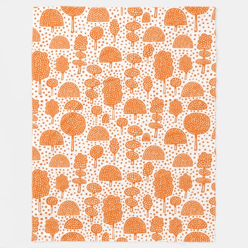 Arboretum 230715 _ Orange on White Fleece Blanket