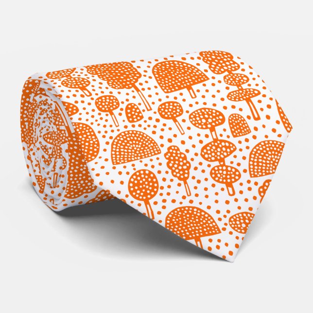 Arboretum 230715 - Orange on White Neck Tie (Rolled)