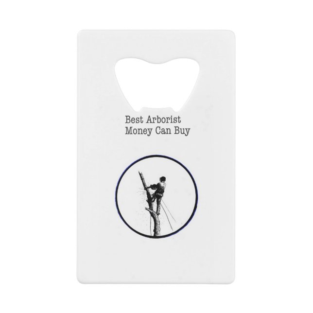 Arborist chainsaw tree surgeon credit card bottle opener (Front)