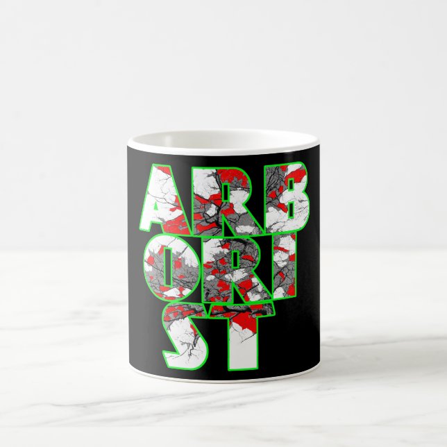 Arborist Cool green and red text design Coffee Mug (Center)