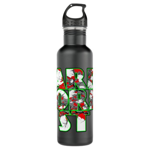 Arborist Cool green and red text design Stainless Steel Water Bottle