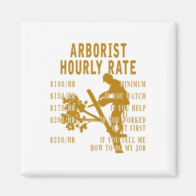 Arborist Hourly Rate Funny Tree Climbing Logger Gi Magnet (Front)