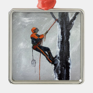 Arborist Long Haul Husqvarna Metal Ornament