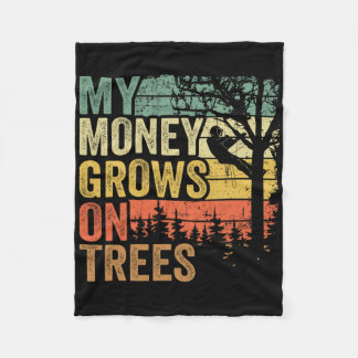 Arborist Mens Tree Climber Vintage My Money Grows  Fleece Blanket