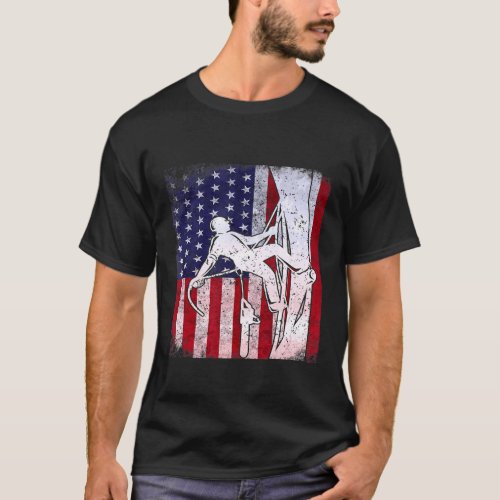 Arborist Patriotic Tree Trim American Flag Arboris T_Shirt