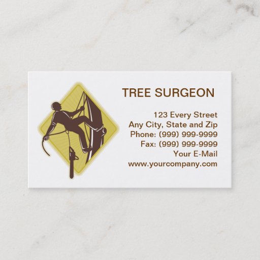 Customizable arborist tree surgeon agriculturist chainsaw business card template