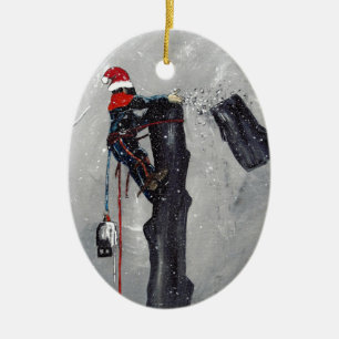 Arborist tree surgeon christmas card ceramic ornament