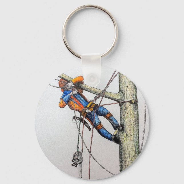 Arborist tree surgeon christmas card keychain (Front)