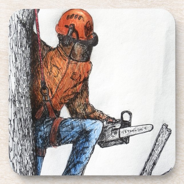 Arborist Tree Surgeon Drink Coaster (Front)