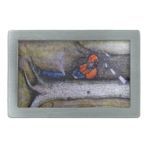 Arborist tree surgeon husqvarna rectangular belt buckle