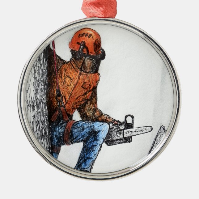 Arborist Tree Surgeon Metal Ornament (Front)