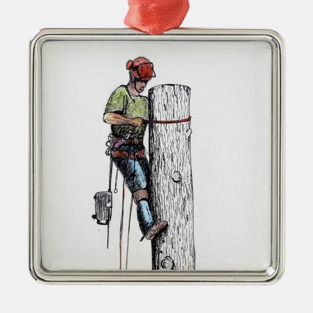 Arborist Tree Surgeon Metal Ornament (Front)