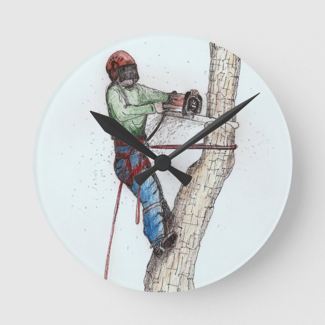 Arborist Tree Surgeon Round Clock (Front)