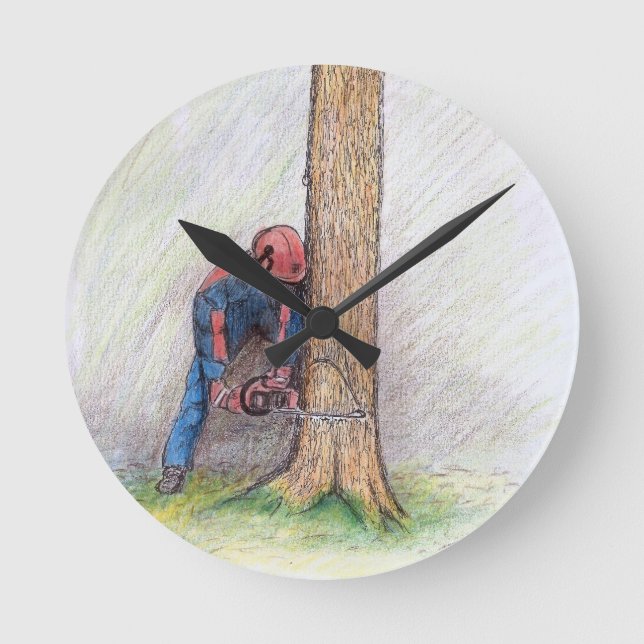 Arborist Tree Surgeon Round Clock (Front)