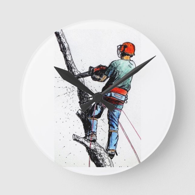 Arborist Tree Surgeon Round Clock (Front)
