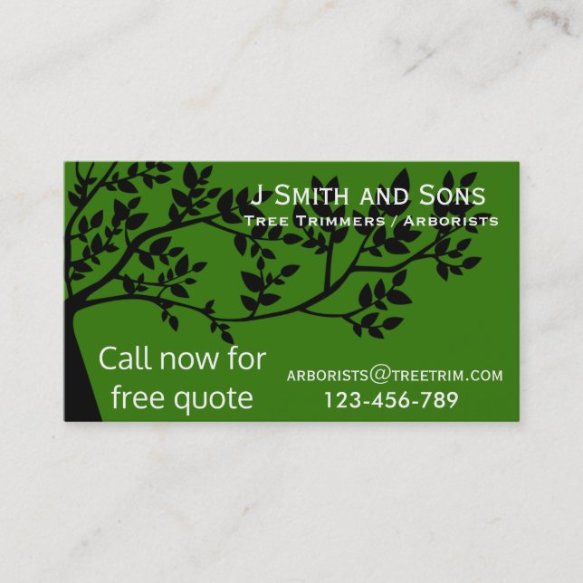 Arborist tree trimming service modern design business card (Front)