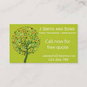 Arborist tree trimming service modern design business card