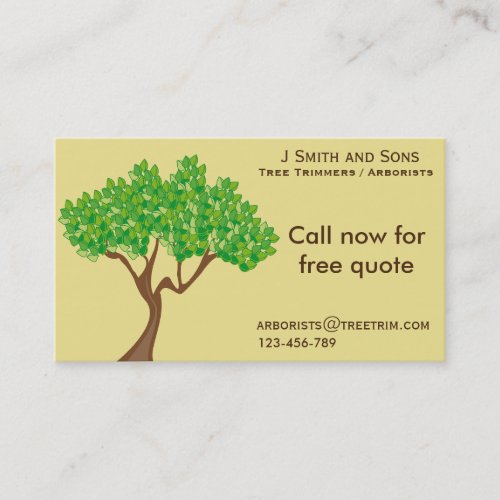 Arborist tree trimming service modern design business card