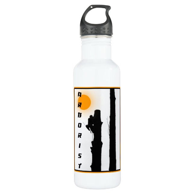Arborists: Rising sun silhouette climber Stainless Steel Water Bottle (Front)