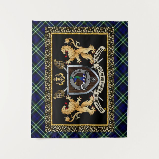 Arbuthnot Clan Badge & Motto w/Lions  Tapestry (Front)