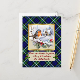 Arbuthnot Crest & Tartan w/Robin Personalized  Holiday Postcard