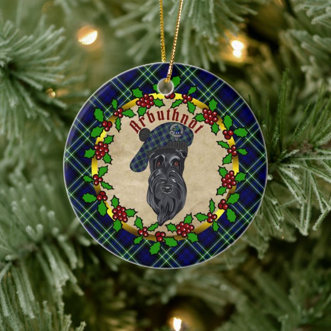 Arbuthnot Scottie Dog Christmas Ceramic Ornament (Tree)