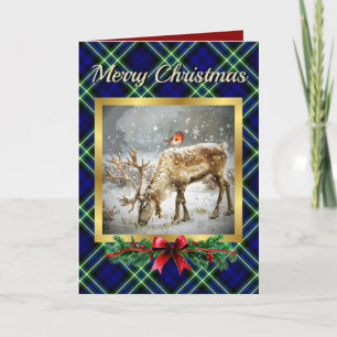 Arbuthnot Stag & Robin Tartan Personalized Holiday Card