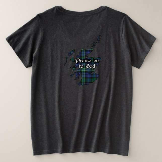 Arbuthnott Clan Badge and Tartan Women's Plus Size T-Shirt (Design Back)