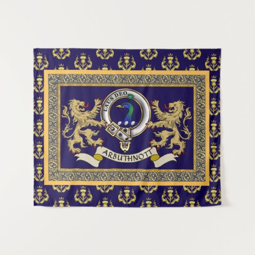 Arbuthnott Clan Badge Personalized Blue Tapestry