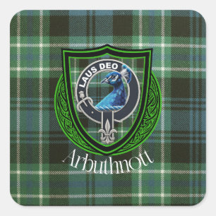 Arbuthnott Scottish Clan Tartan and Crest Square Sticker