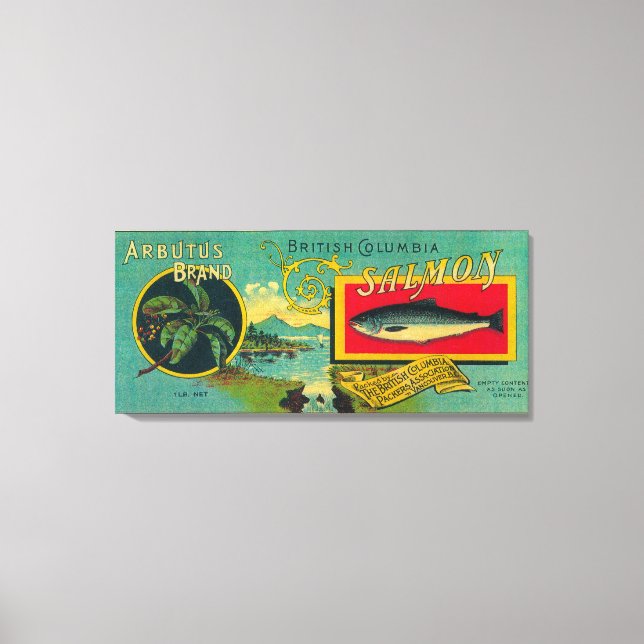 Arbutus Salmon Can LabelVancouver, BC Canvas Print (Front)