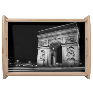 Arc de Triomphe at night in Paris Serving Tray