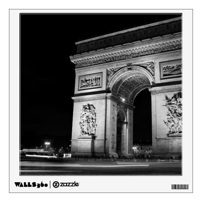 Arc de Triomphe at night in Paris Wall Decal (Front)