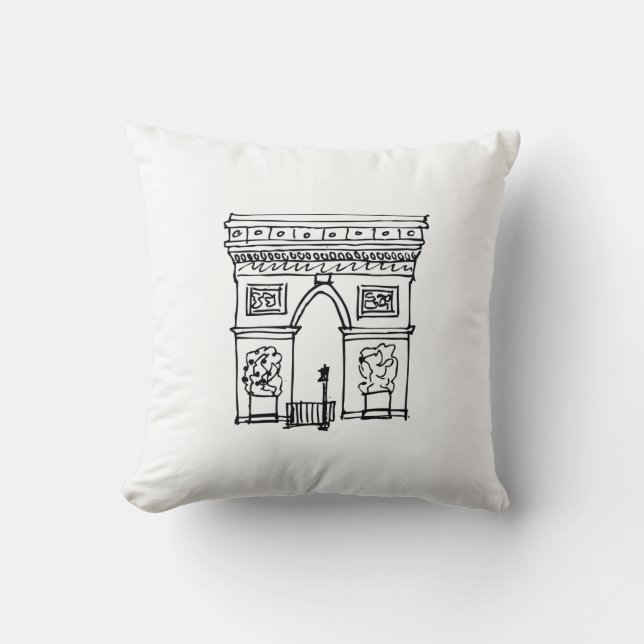 Arc de Triomphe Hand drawn | PARIS Throw Pillow (Front)