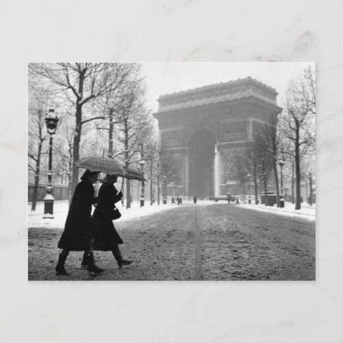 Arc de Triomphe neige  _ 1940 _ Robert Doisneau Postcard