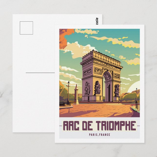 Arc de Triomphe Paris Travel Place Illustration Postcard (Front/Back)