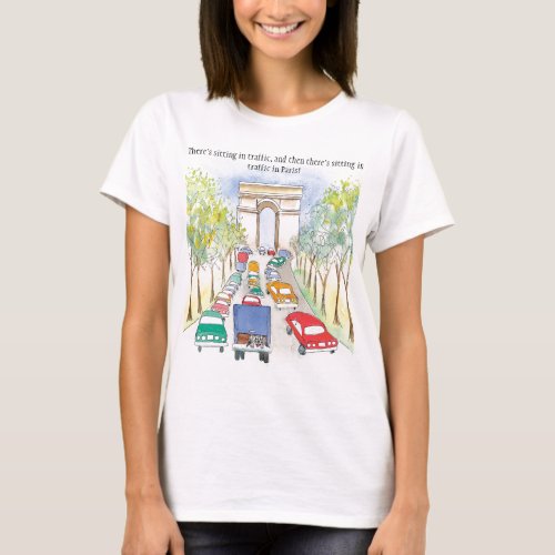 Arc de Triomphe Paris Whimsical Watercolor Sketch T_Shirt