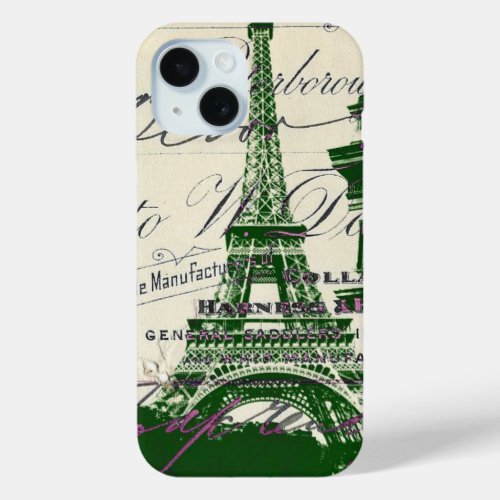 arc de triomphe vintage paris eiffel tower iPhone 15 case