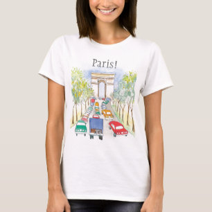 Arc de Triomphe Whimsical Watercolor Sketch T-Shirt